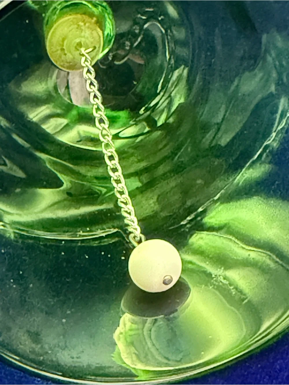 Vintage Hand Blown Green Glass Hand Bell